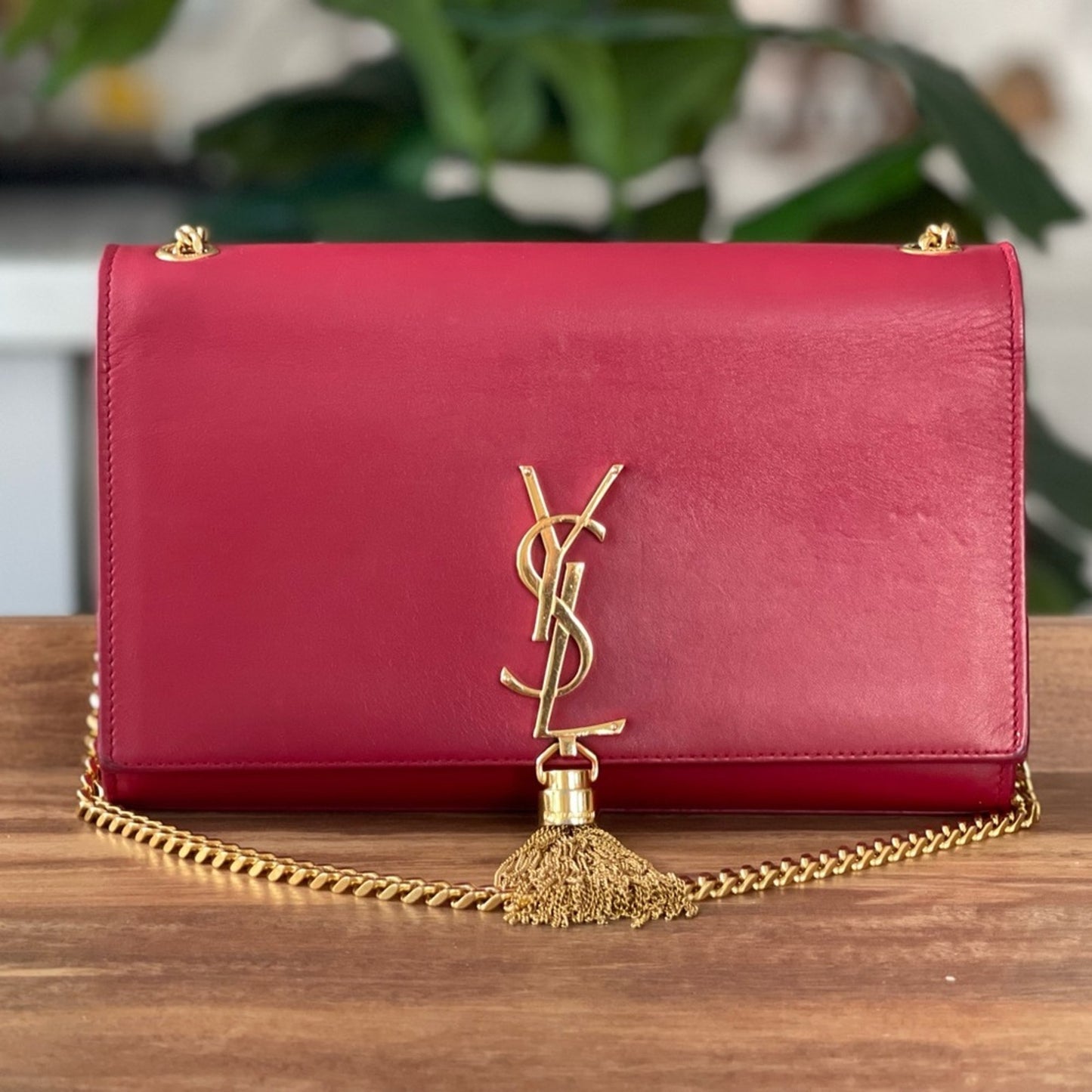 Authentic Yves Saint Laurent POMPOM KATE LEATHER CROSSBODY bag
