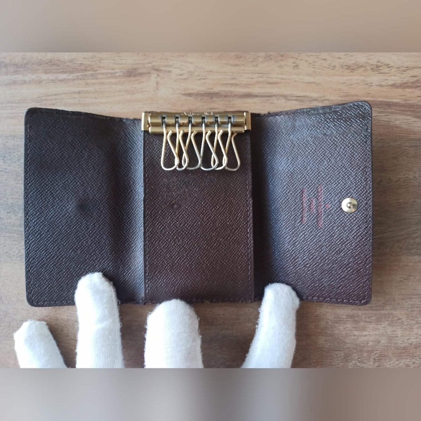 Authentic Louis Vuitton Ebene Leather Key Holder Wallet
