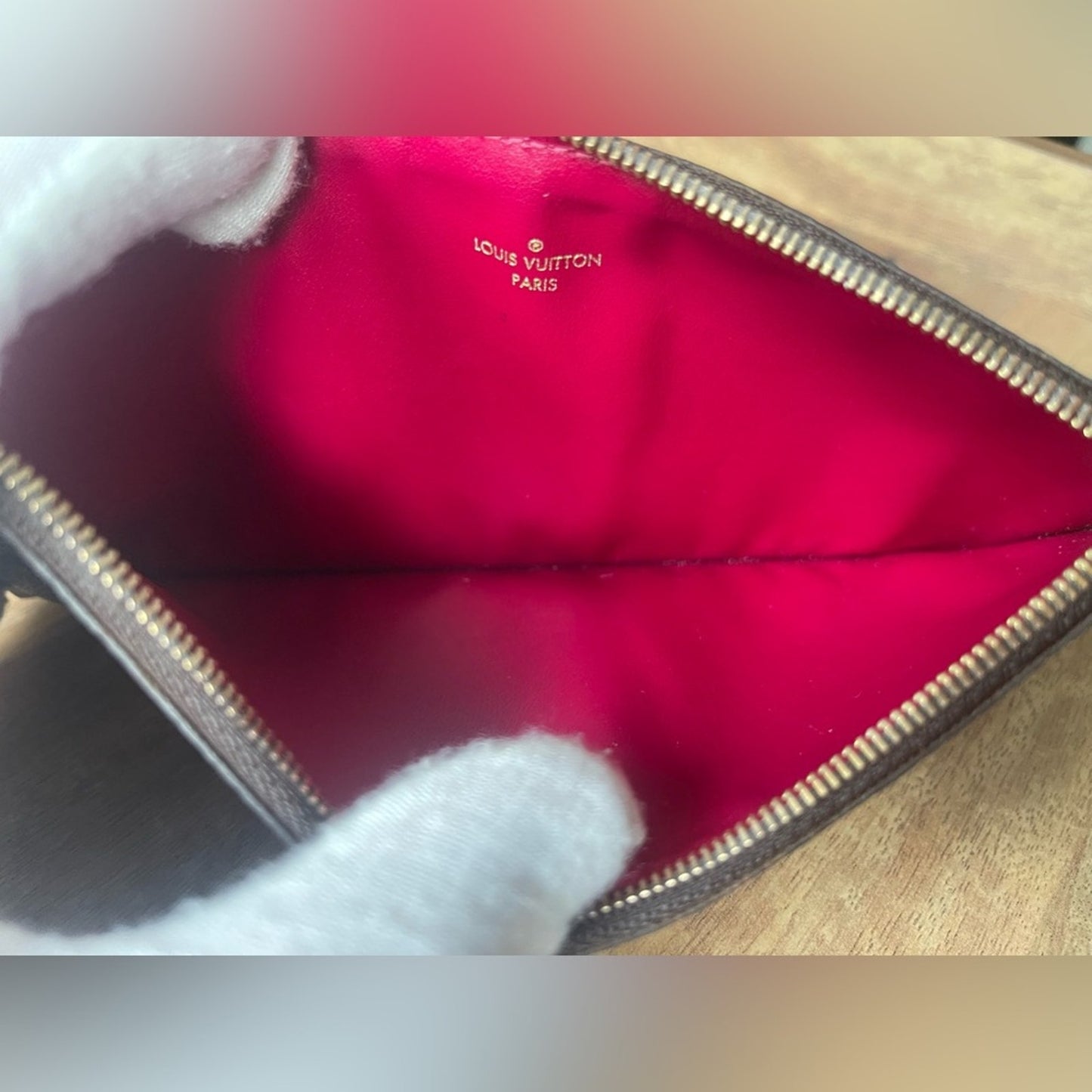 Authentic Louis Vuitton LV Monogram Felicie Pochette with Original Chain
