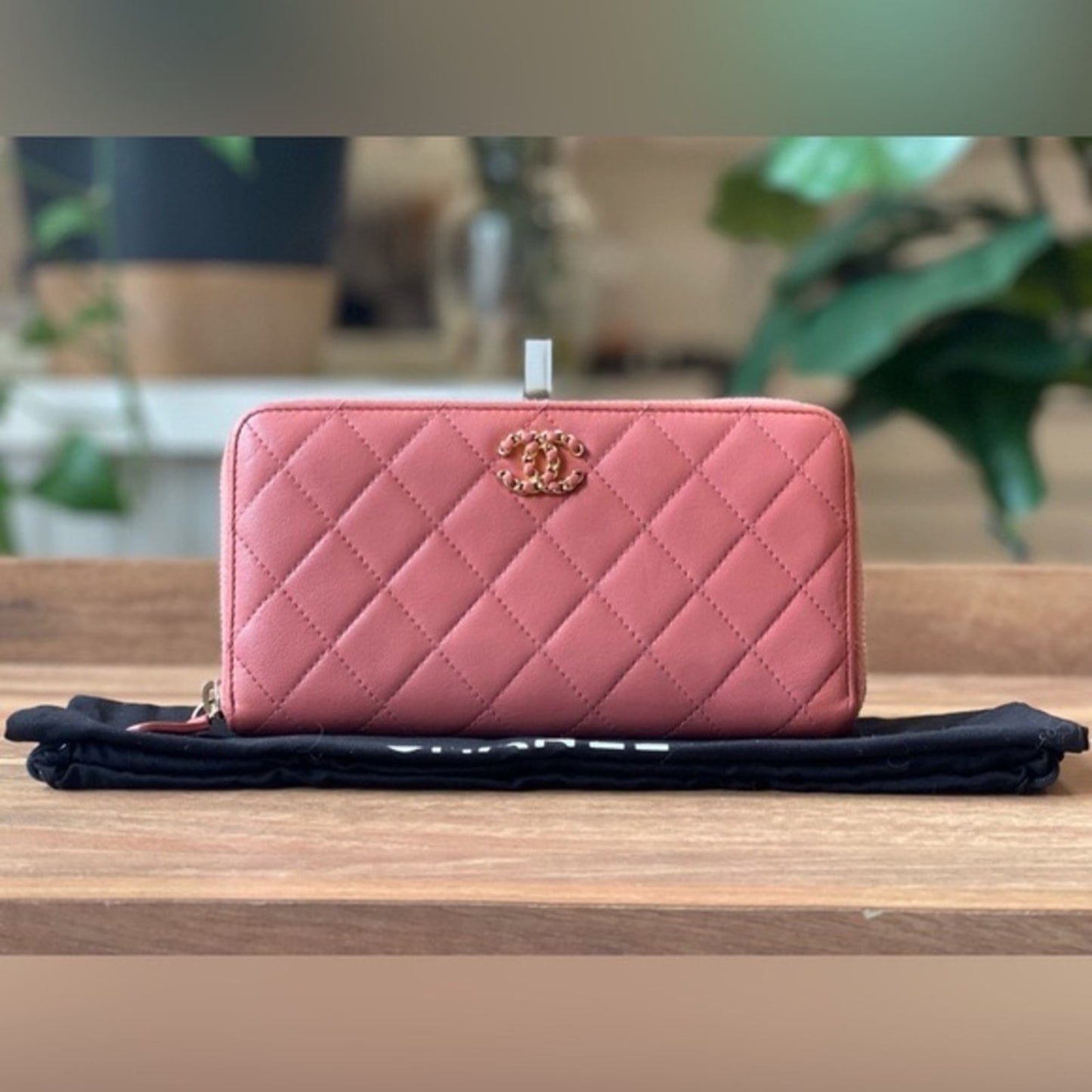 Authentic Chanel 19 Pink matelasse Lambskin Wallet