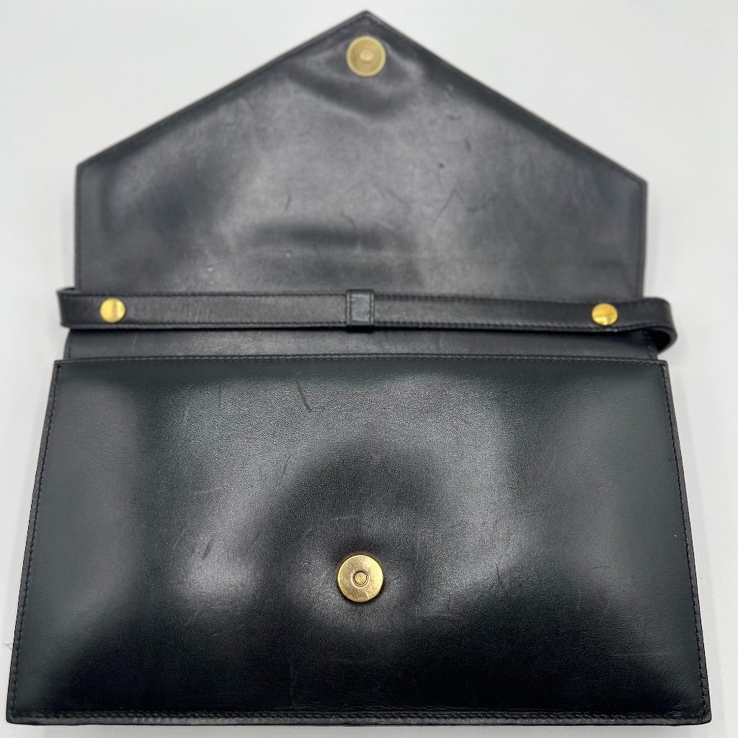 Authentic Christian Dior Vintage Black leather Envelope Crossbody Bag