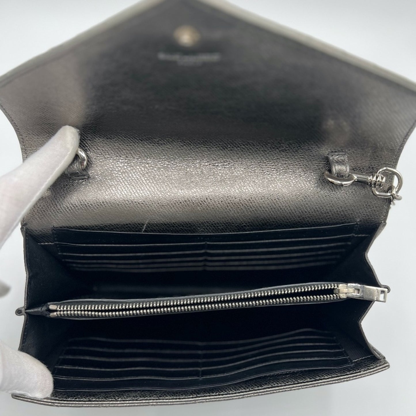 Authentic Yves Saint Laurent gunmetal college Crossbody bag