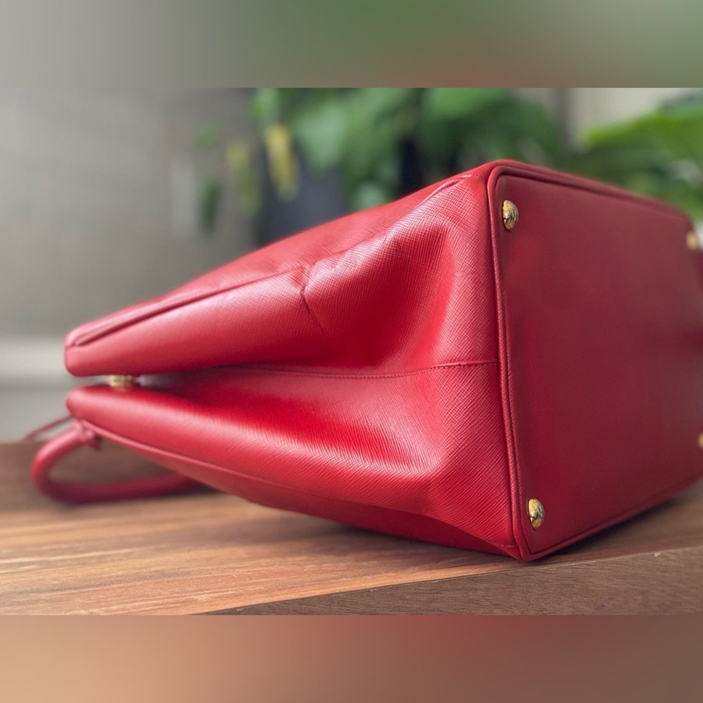 Authentic Prada Large Galleria Tote in Red Saffiano Leather