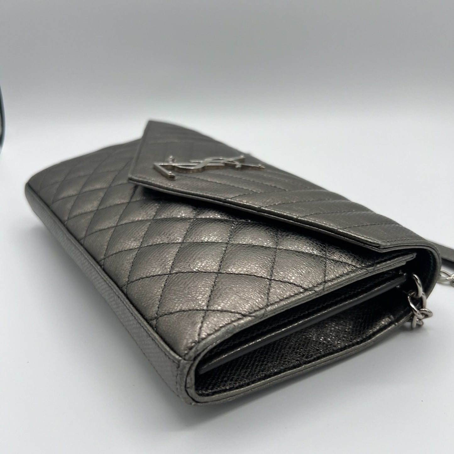 Authentic Yves Saint Laurent gunmetal college Crossbody bag