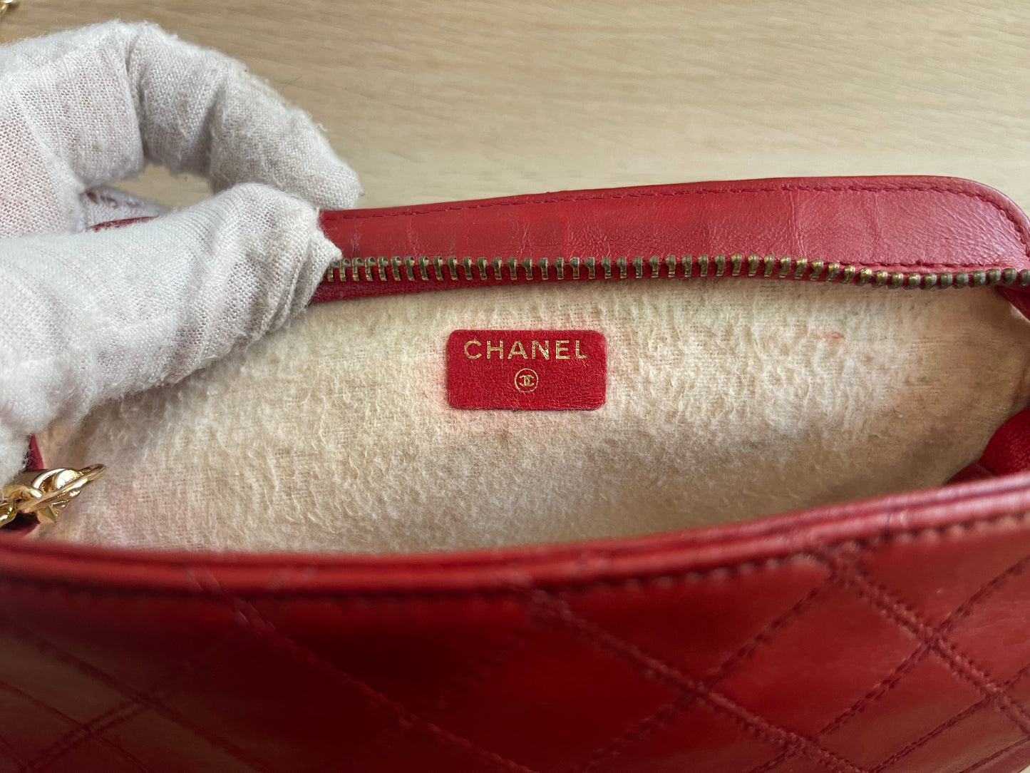 Chanel wild stitch matelasse CC Pochette in red