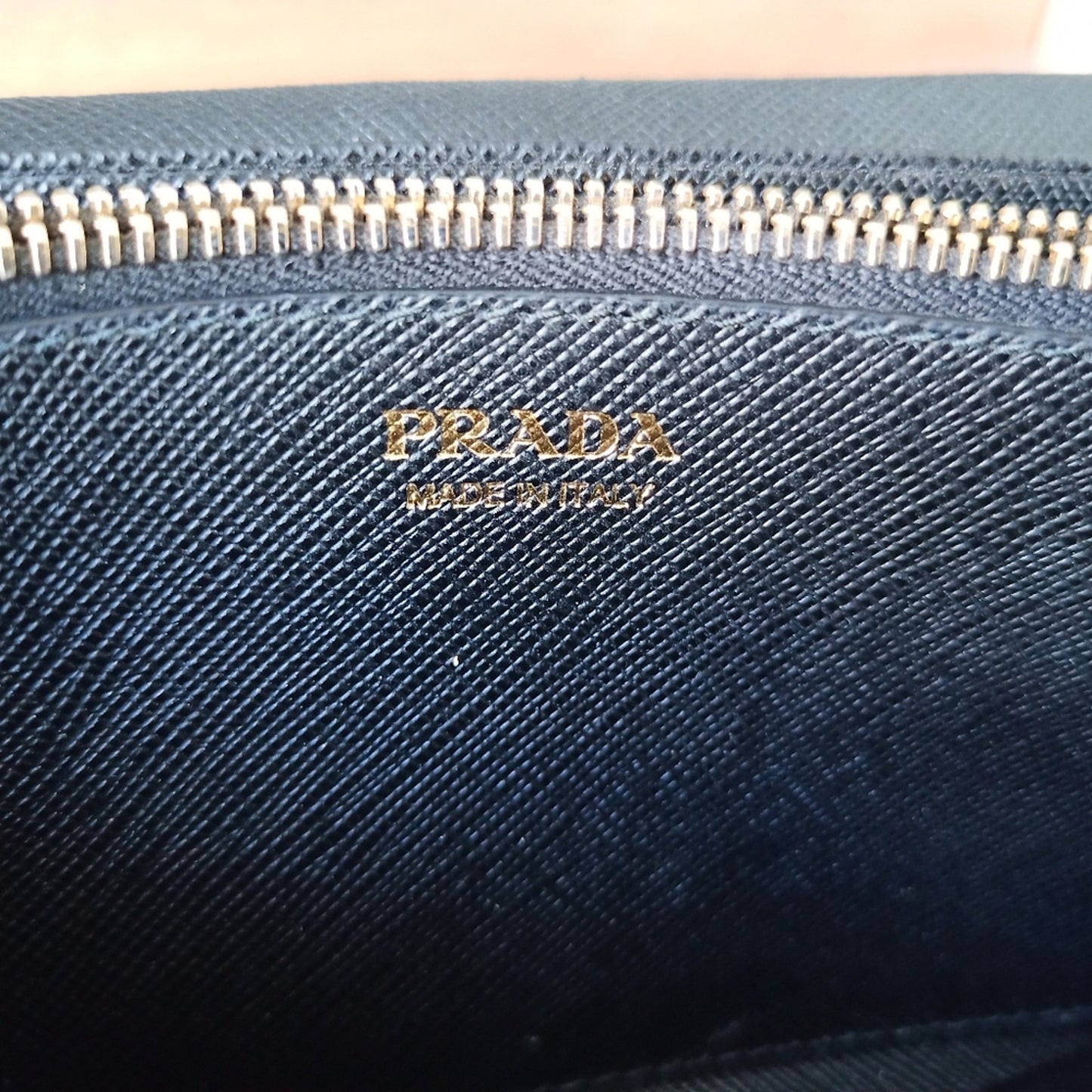 Authentic Prada Black Saffiano Continental Wallet on Chain