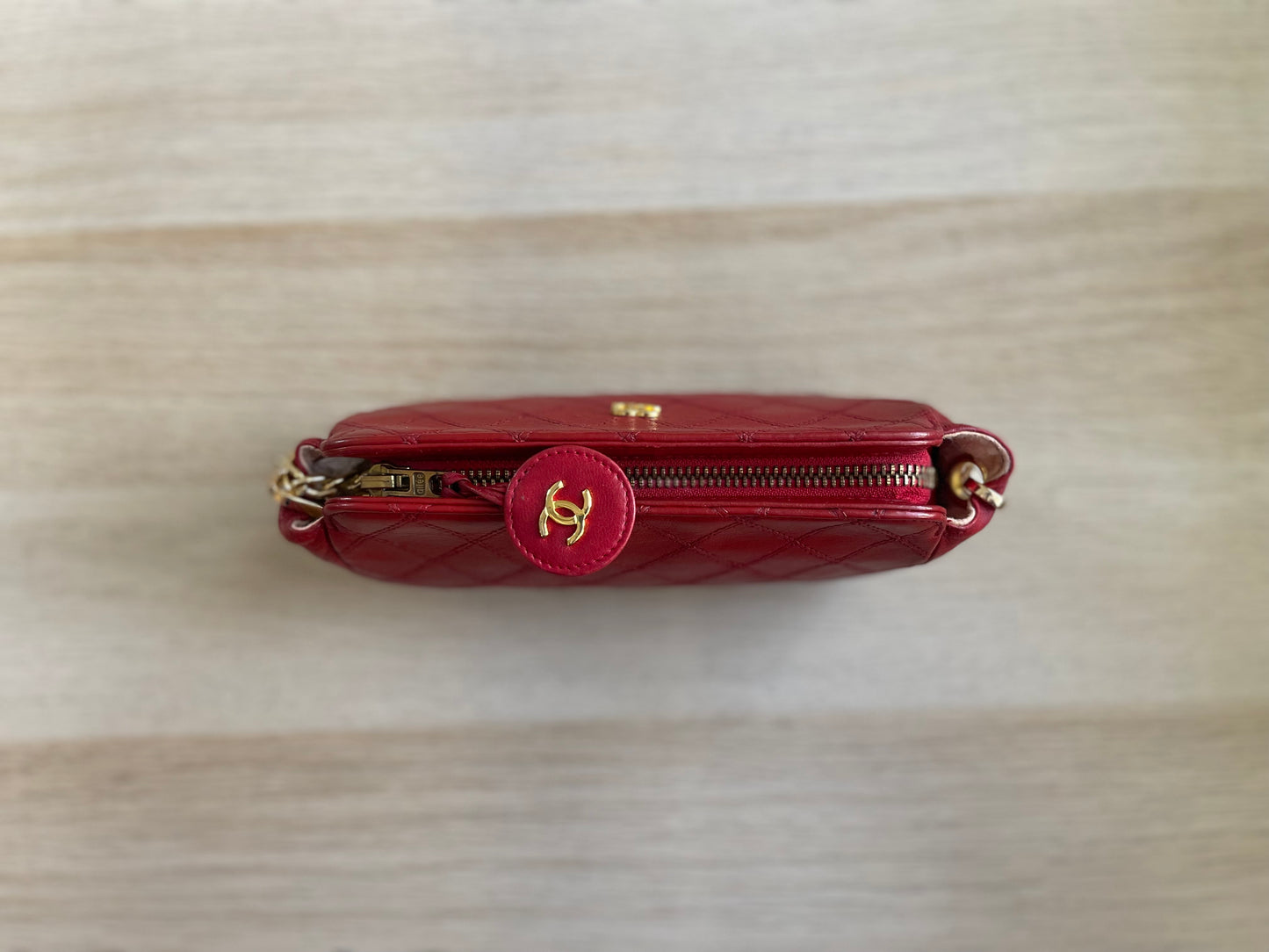 Chanel wild stitch matelasse CC Pochette in red
