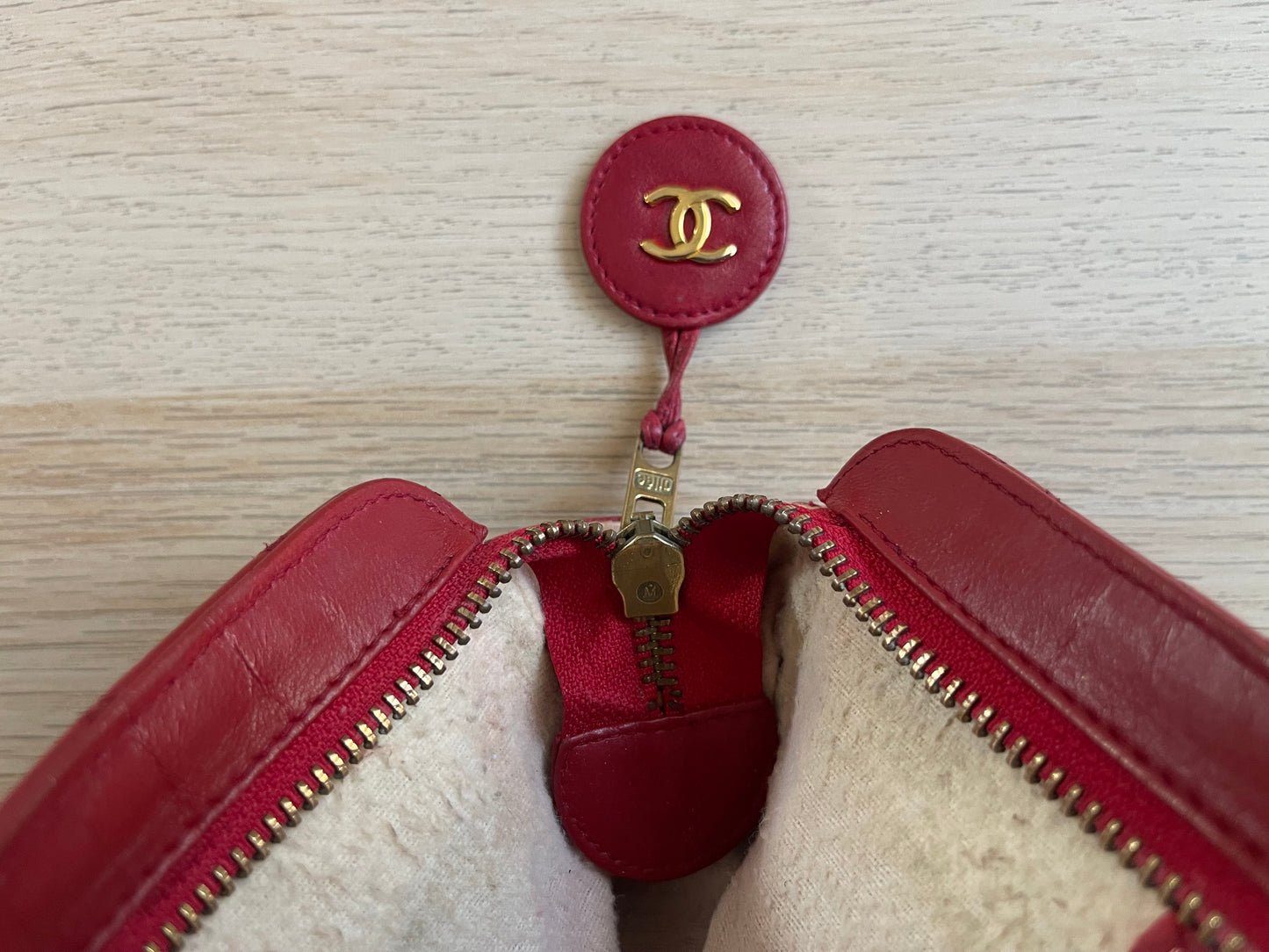 Chanel wild stitch matelasse CC Pochette in red