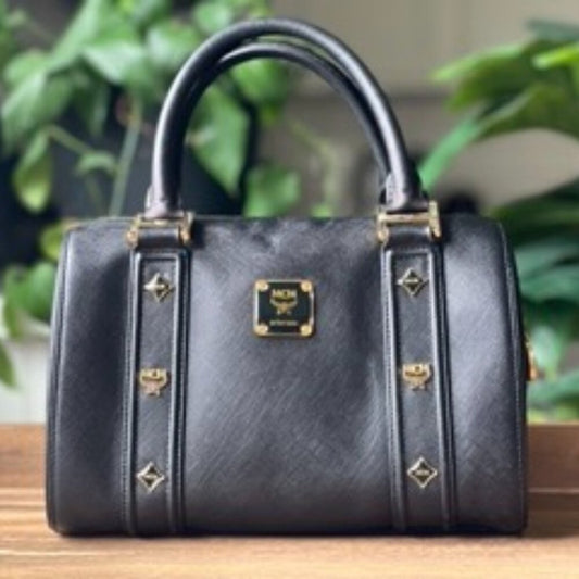 Authentic MCM black leather speedy bag