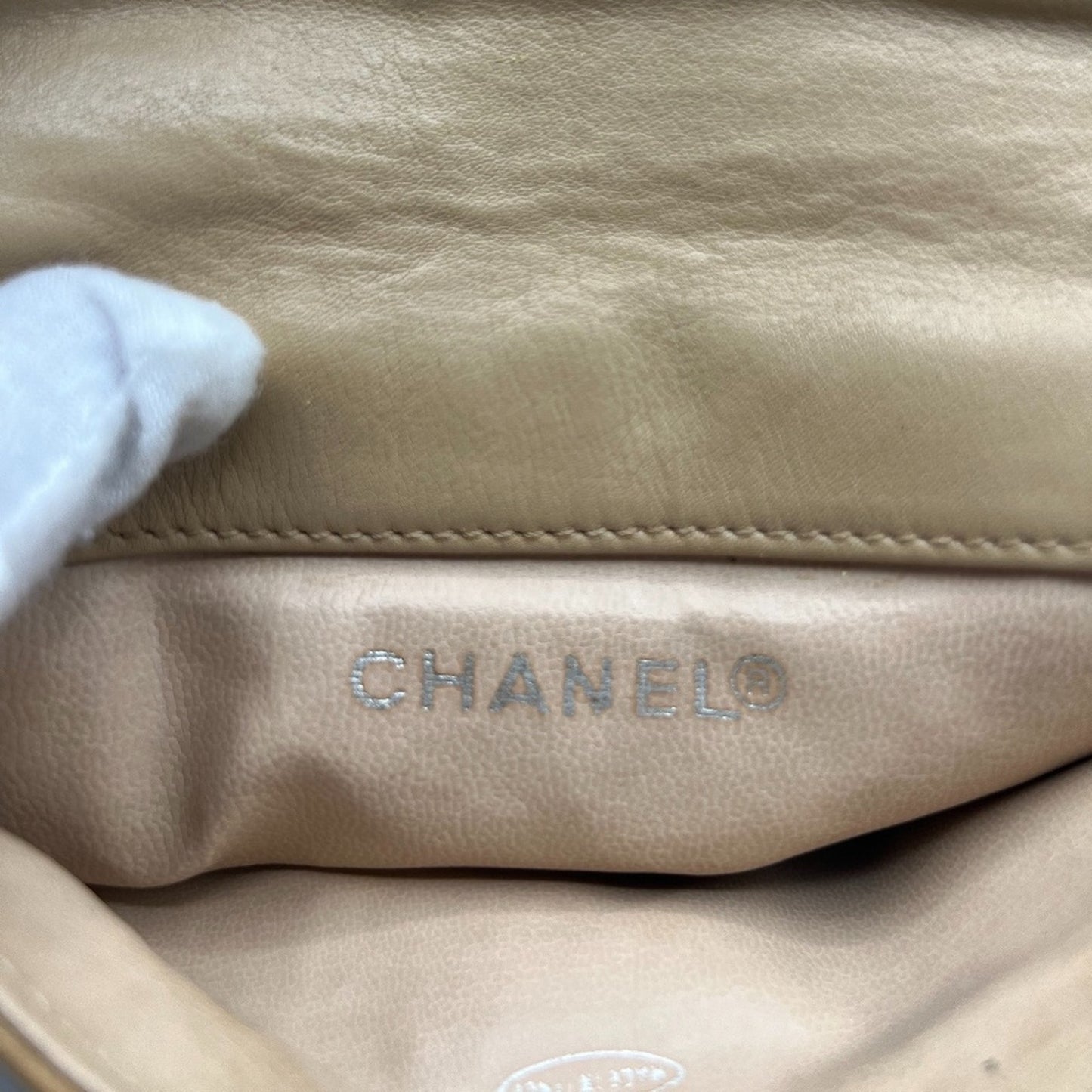 Authentic Chanel Vintage Beige calfskin CC Flap Belt Bag