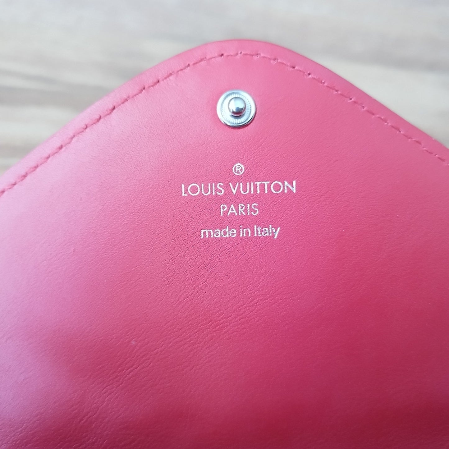 Authentic Louis Vuitton Red Calfskin New Wave Long Wallet Rouge