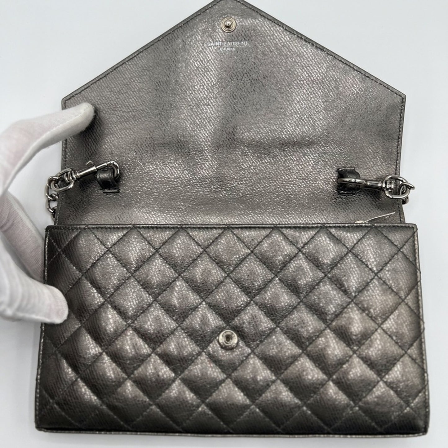 Authentic Yves Saint Laurent gunmetal college Crossbody bag
