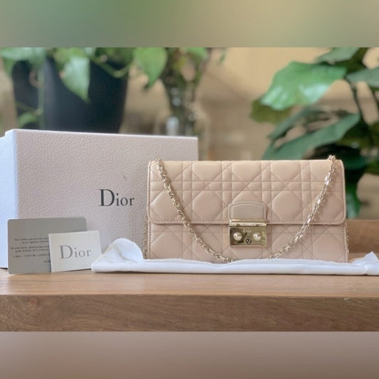 Authentic Christian Dior Cannage Miss Dior Promenade Wallet on Chain