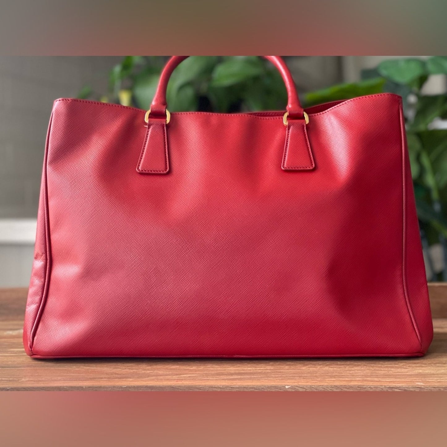 Authentic Prada Large Galleria Tote in Red Saffiano Leather