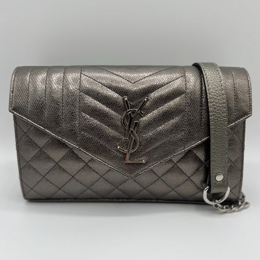 Authentic Yves Saint Laurent gunmetal college Crossbody bag